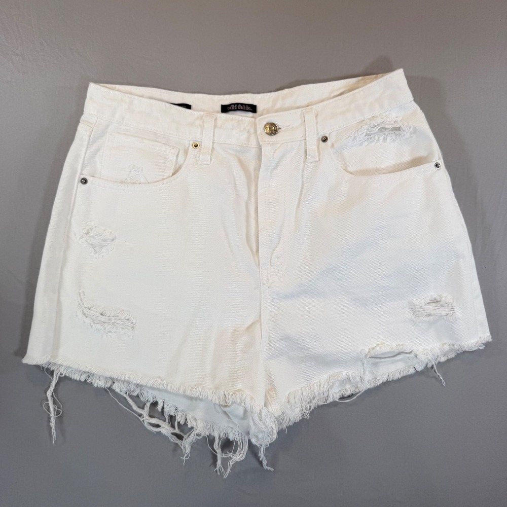 Wild Fable Super High Rise Cutoff Denim‎ Shorts White Distressed 2 Festival